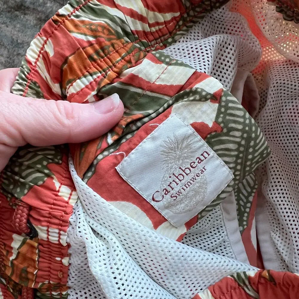 Caribbean Palm Print Swimwear Mens Large